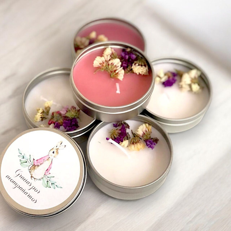 Vela Naturaleza con flores deshidratadas